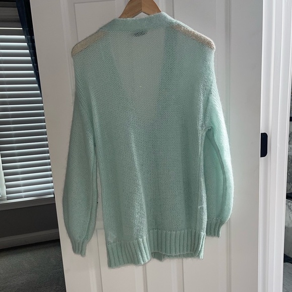 ST. ROCHE Mint Pastel Open Knit 'Whisper' Cardigan {$345} Mohair Cable Stitch Sm - Picture 4 of 9